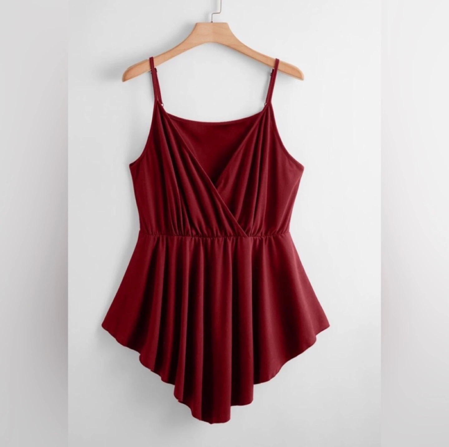Plus Surplice Front Dip Hem Cami Top