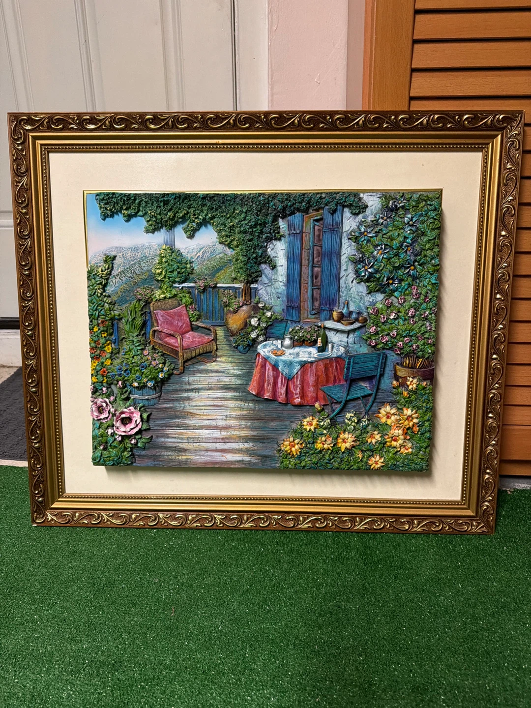 3D Textured Framed Wall Art - European Balcony Scene