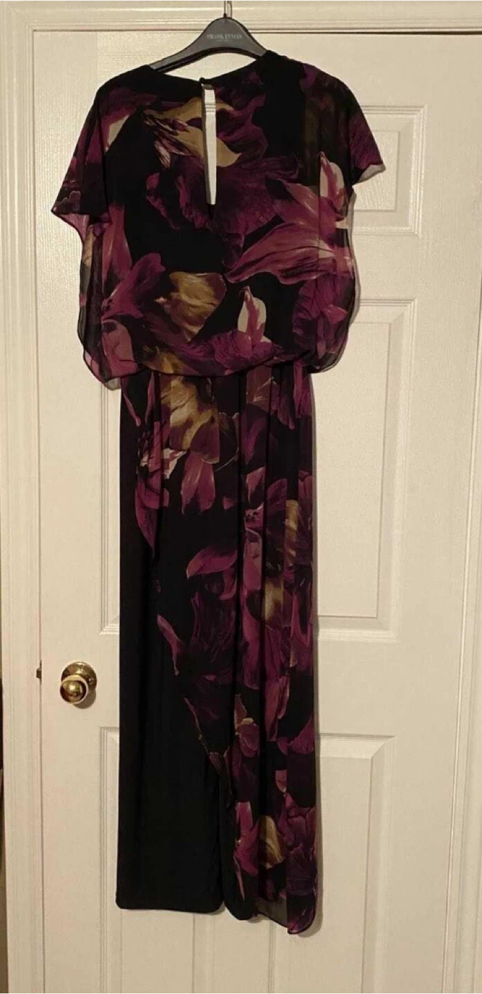 Black floral print jumpsuit with Chiffon overlay wide legs - photo 4