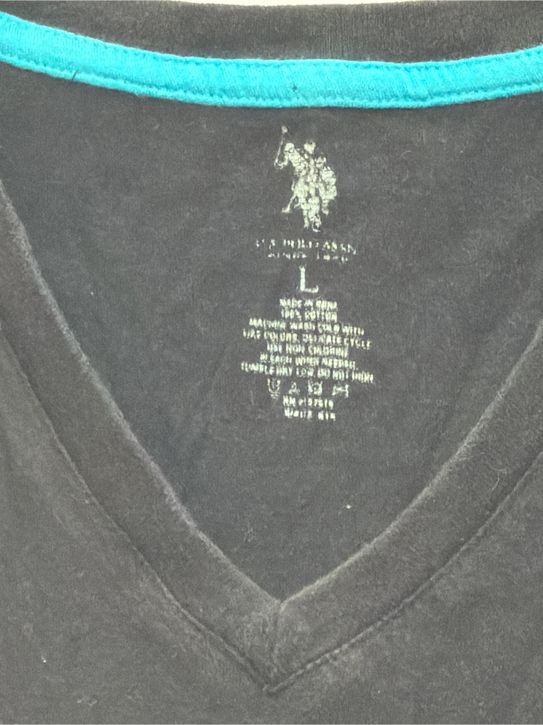 U.S. Polo Assn. Men's V-Neck T-Shirt - Black, Size L - photo 2