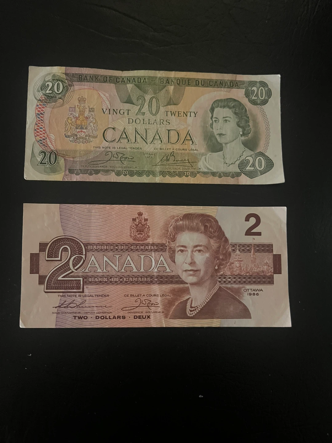 Canada $20 and $2 Bank Notes