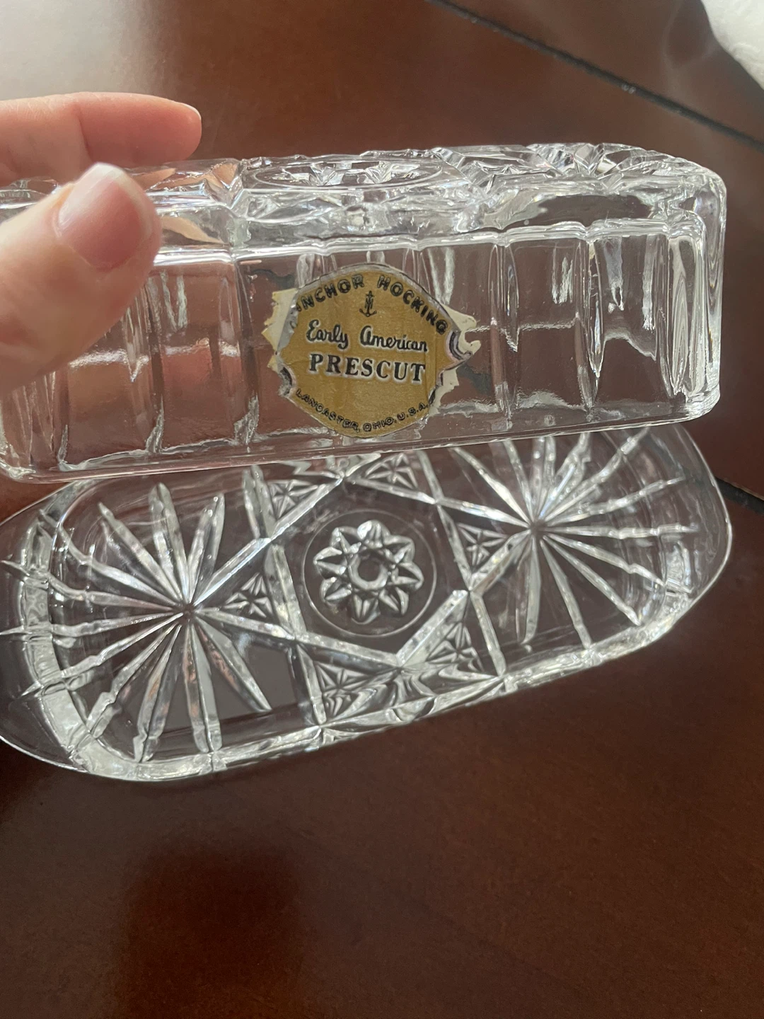 VINTAGE Anchor Hocking Prescut Glass Butter Dish - photo 2