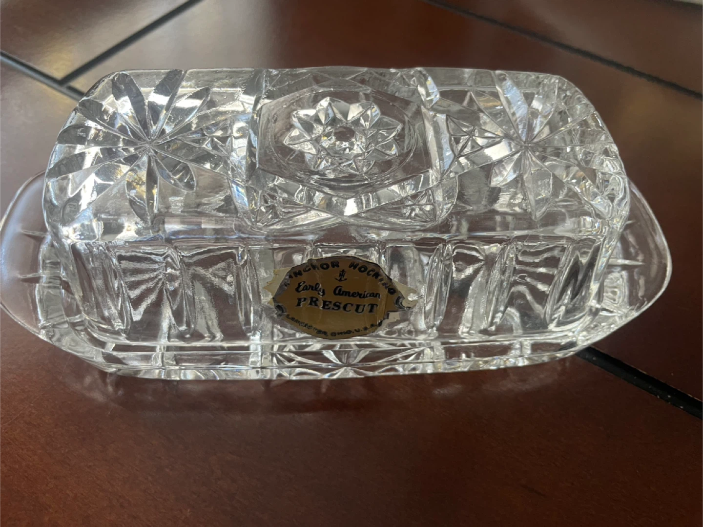 VINTAGE Anchor Hocking Prescut Glass Butter Dish