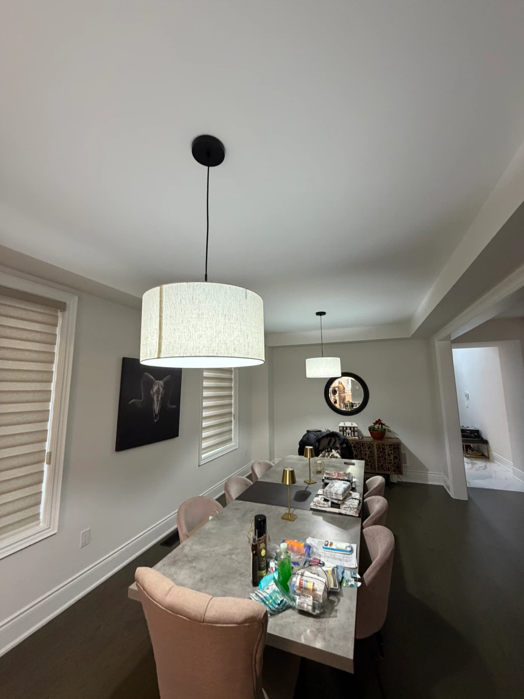 Fabric Drum Pendant Light Fixture - photo 4