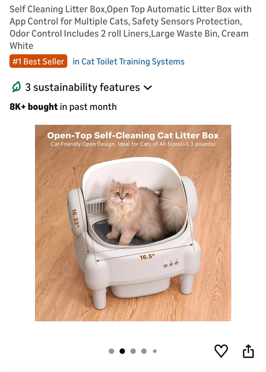 PARUUNTYS Smart Self-Cleaning Litter Box - Cream White