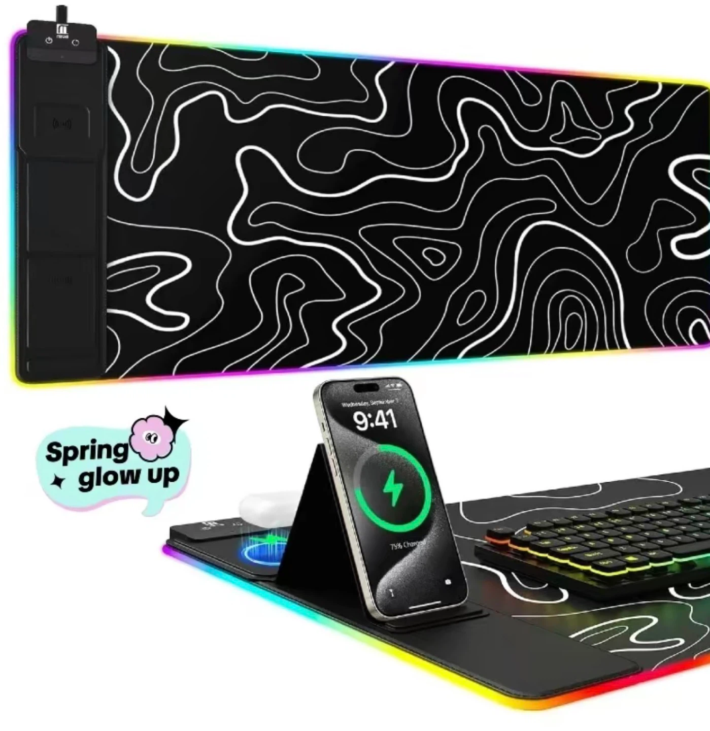 RGB Wireless Charging Desk Mat Pad 5W/7.5W/15W