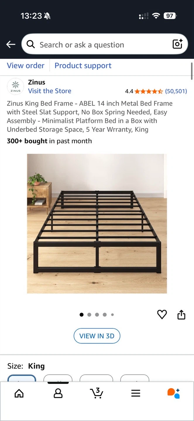 Zinus King Bed Frame - ABEL 14 inch Metal Platform Bed