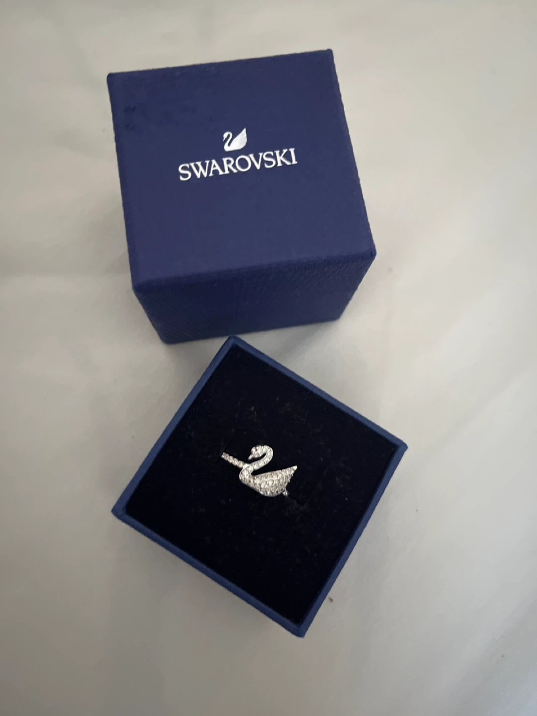 Swarovski Swan Ring with Box