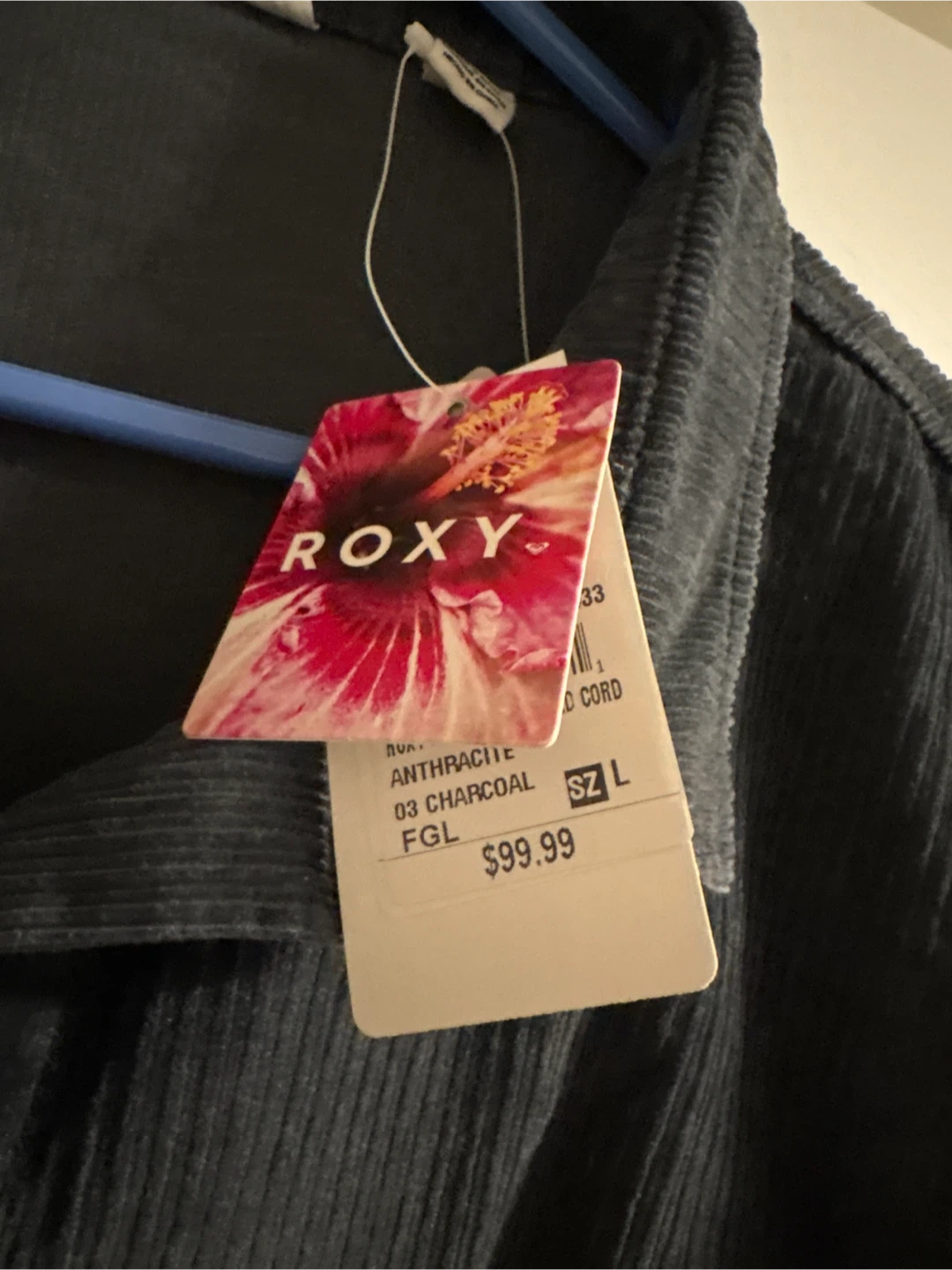 New Roxy Anthracite Corduroy Jacket - Size L - photo 2