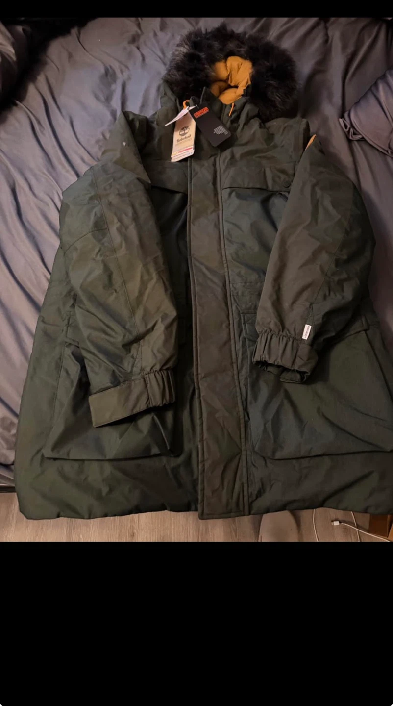 Timberland Men's Parka Jacket Green Fur Hood - photo 2