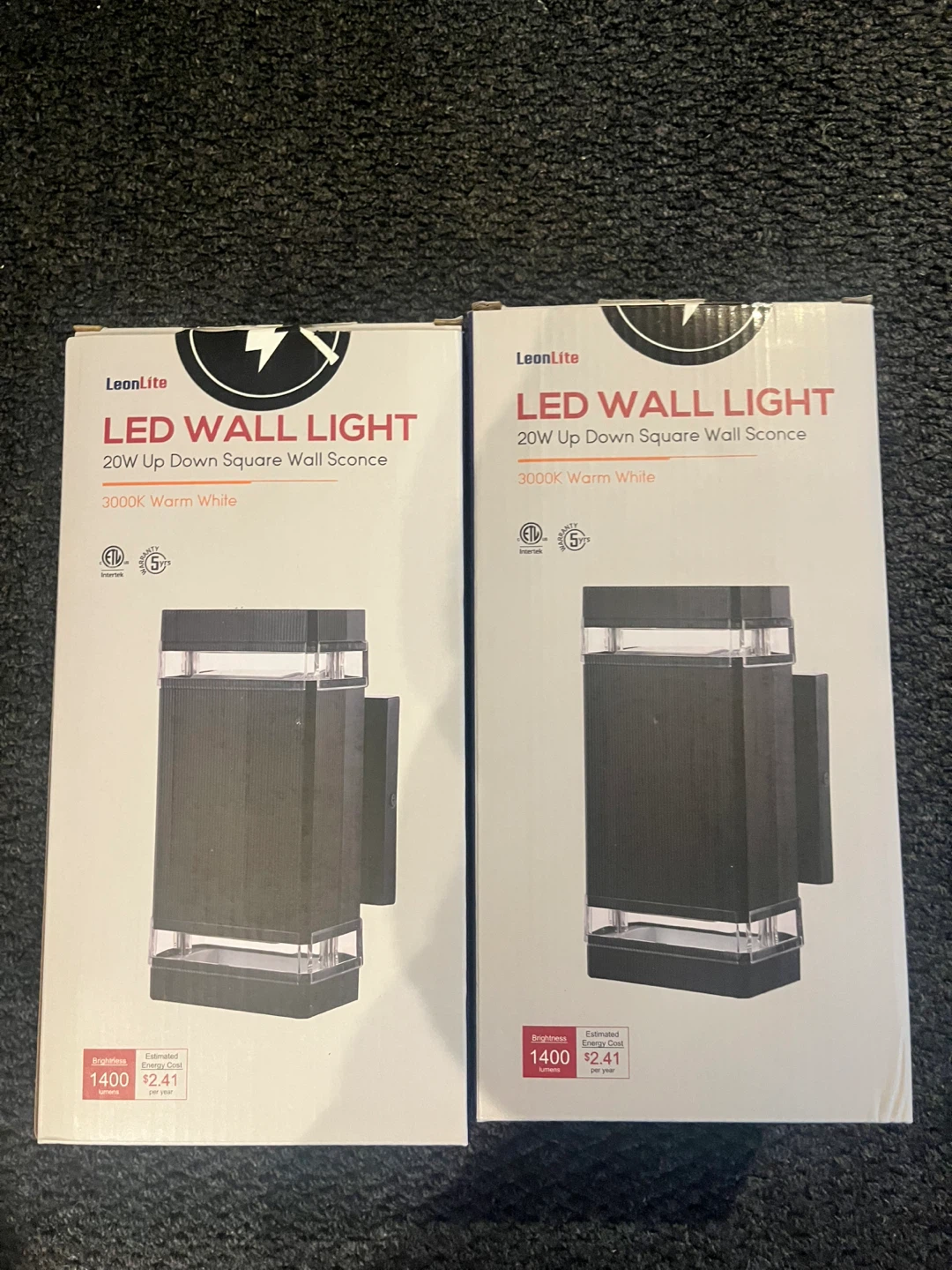 TWO BNIB LeonLite 20W LED Outdoor Wall Light, 3000K Warm White