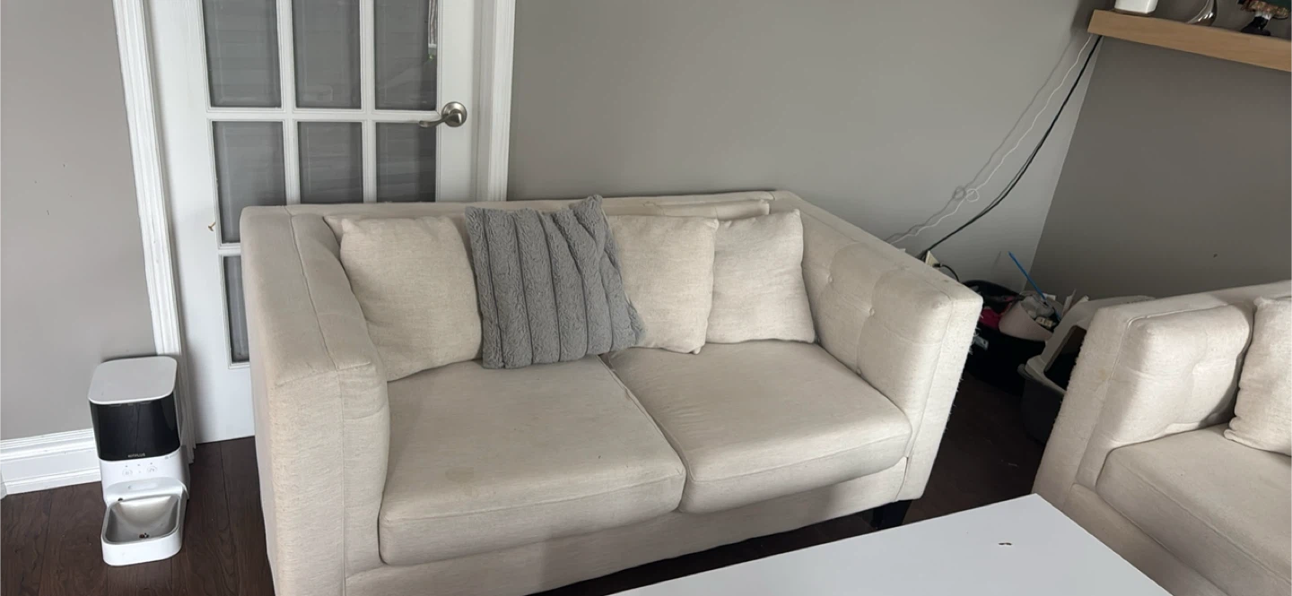 Cream Loveseat Sofa with Accent Pillows - photo 2