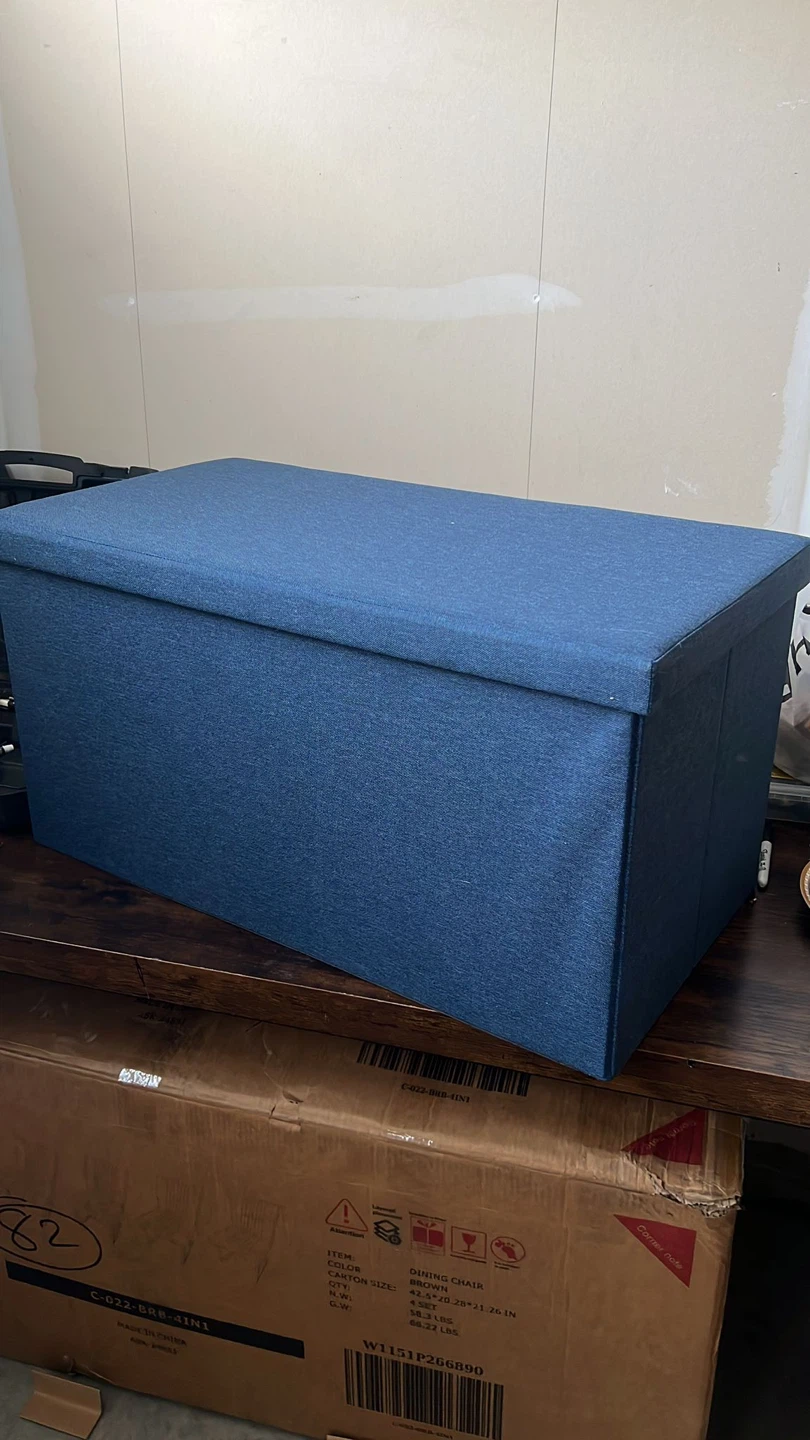 Blue Storage Ottoman Footrest - photo 2