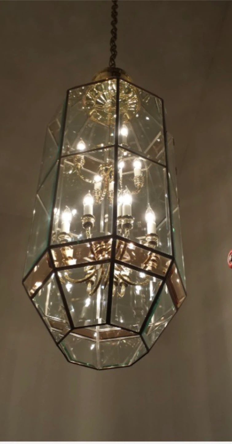 Vintage Octagonal Glass Chandelier
