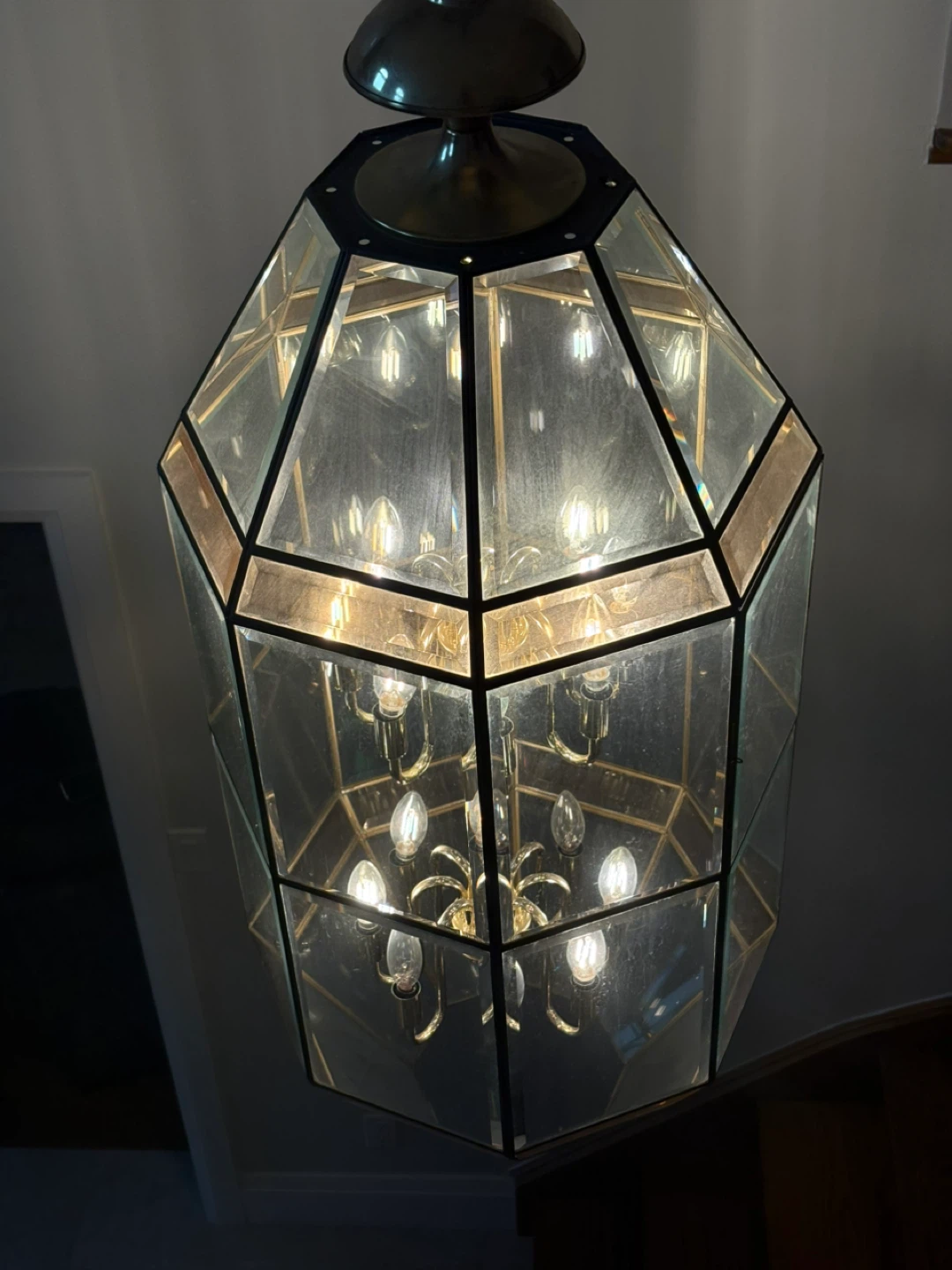 Vintage Octagonal Glass Chandelier - photo 4