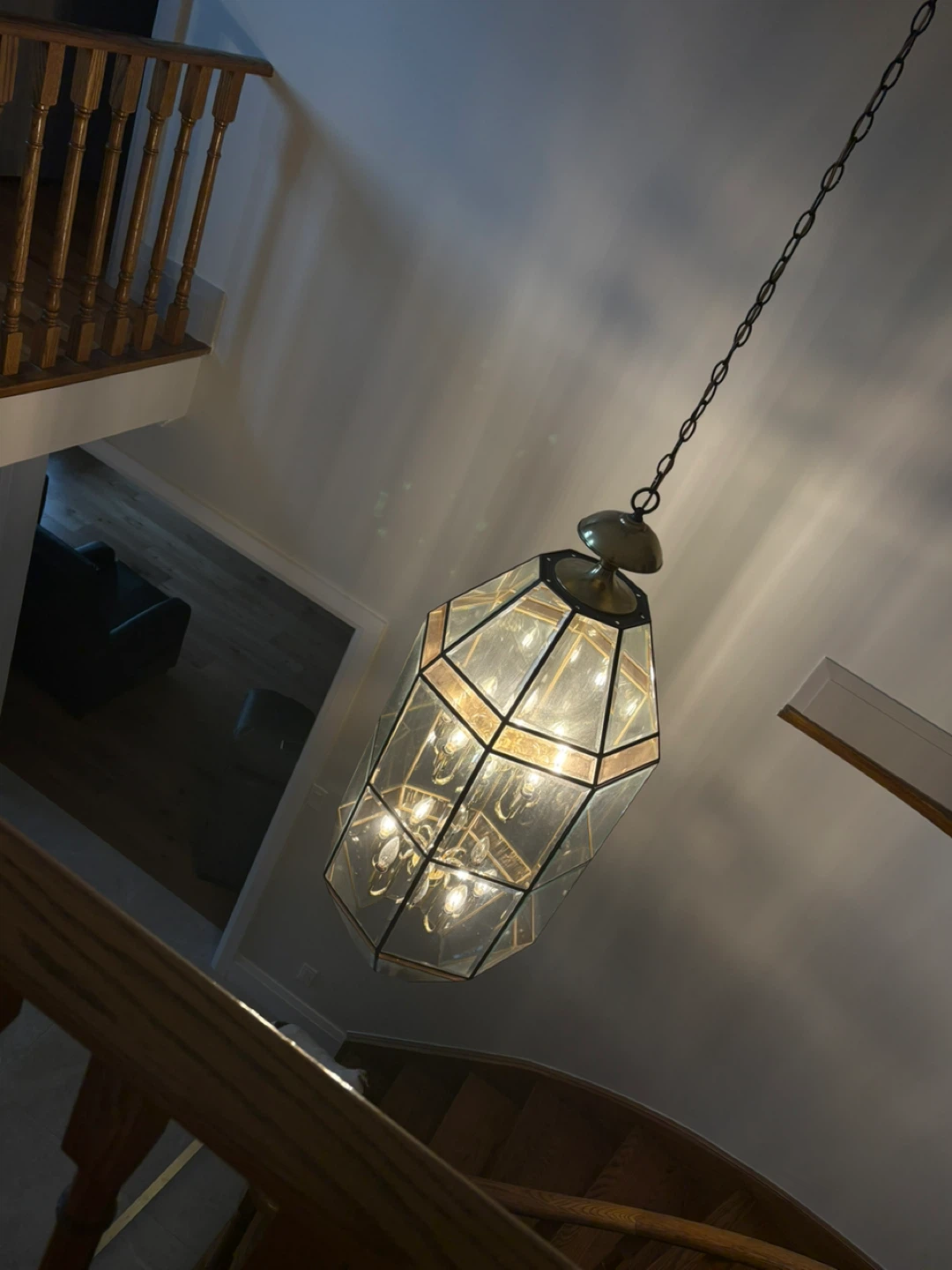 Vintage Octagonal Glass Chandelier - photo 3