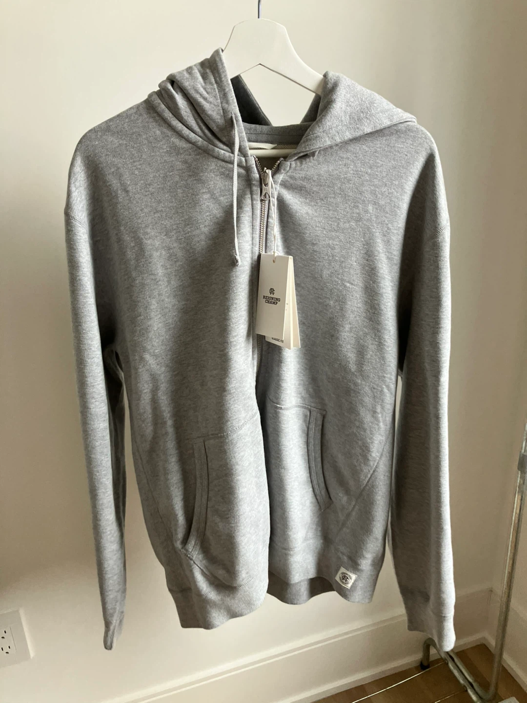Reigning Champ Grey Full Zip Hoodie - Large