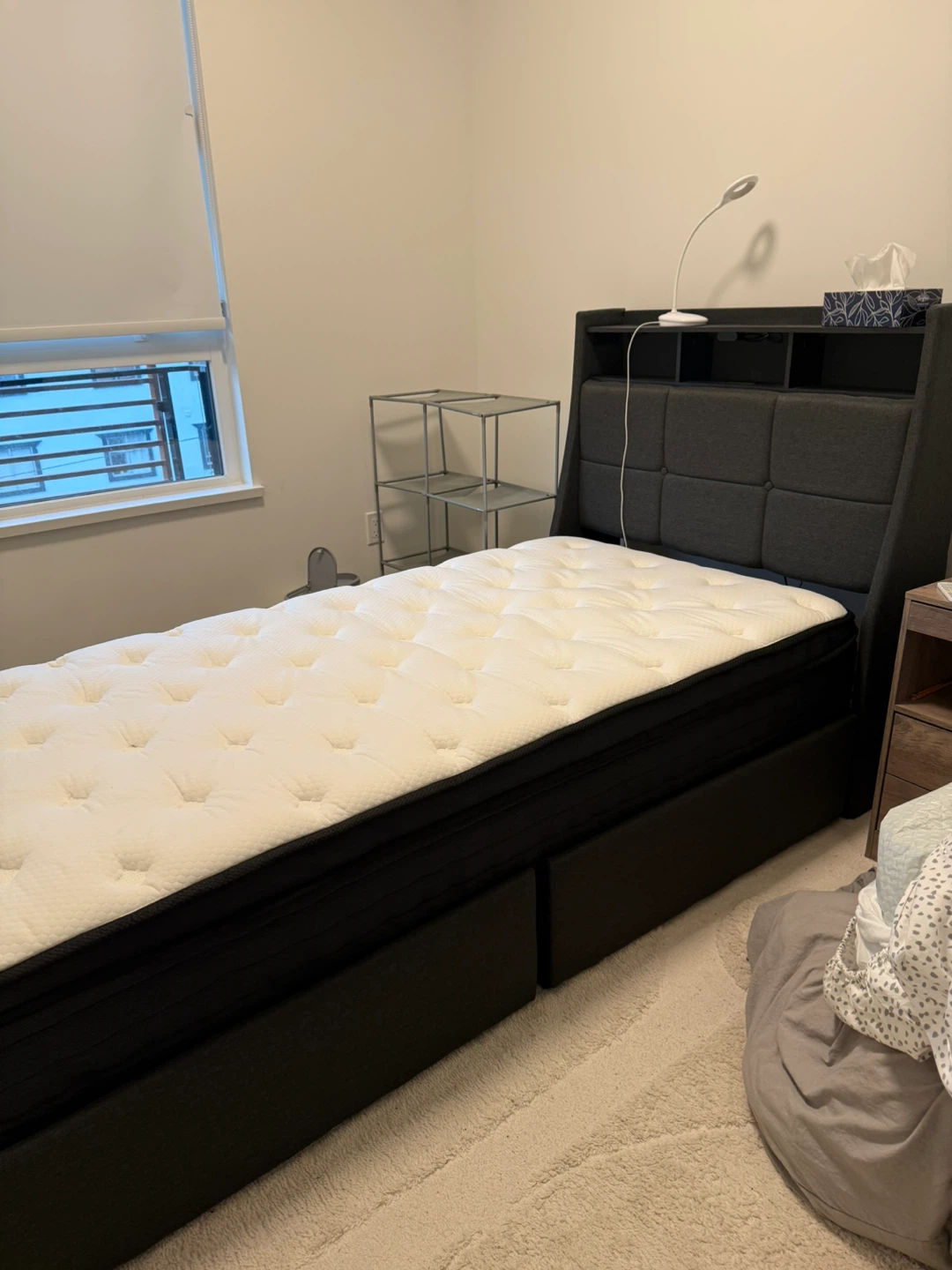 Mattress & Twin Size Bed Frame w/ LED Lights