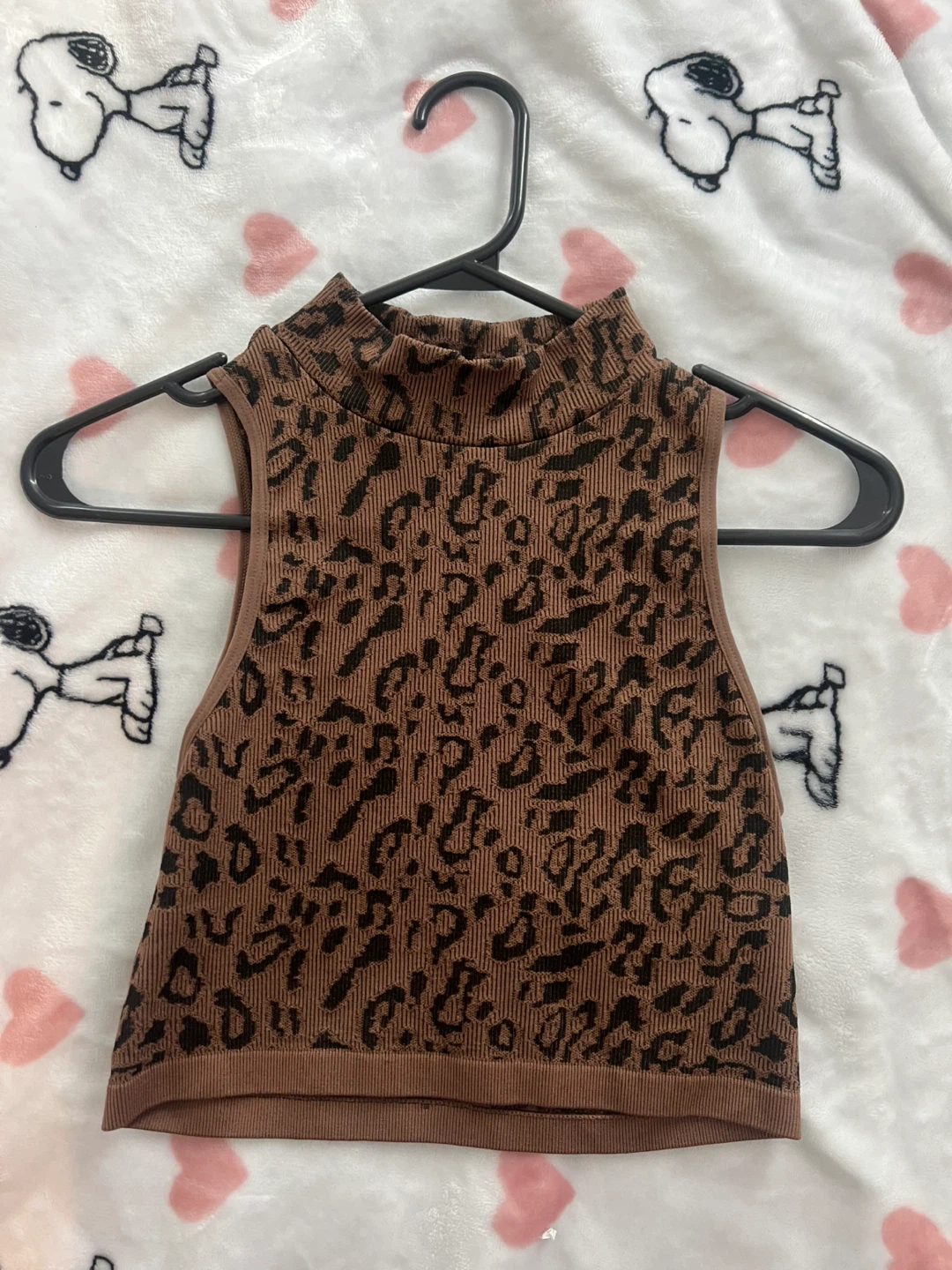 Brown Leopard Print Mock Neck Tank Top