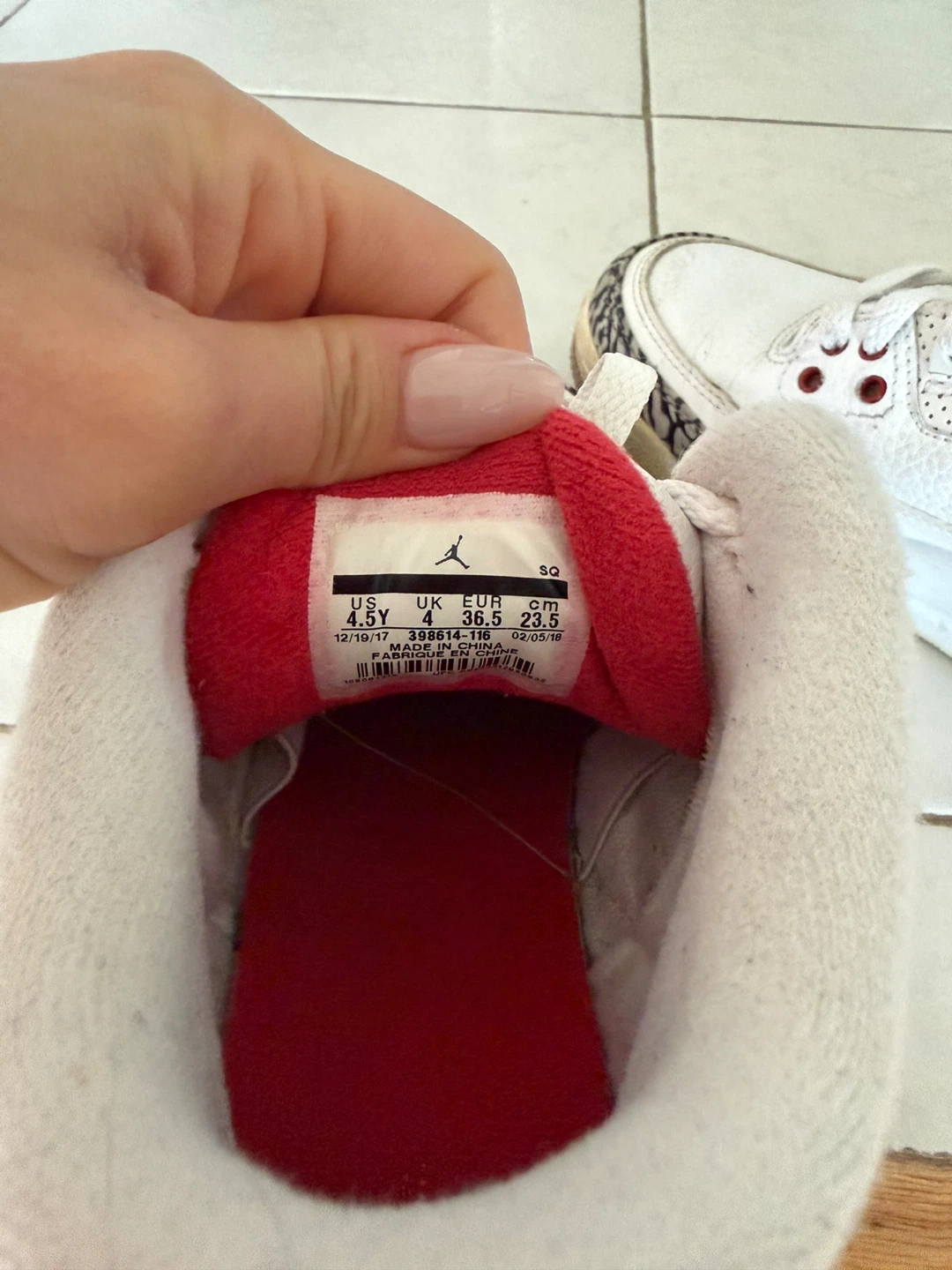 Air Jordan 3 Retro White Red Toddler Shoes Size 4.5Y - photo 2