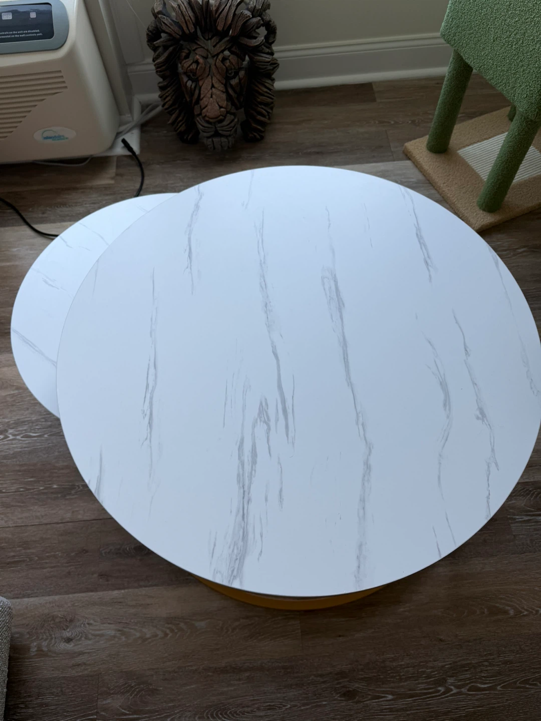 Round Coffee Table Nesting Set (2) - White Faux Marble - photo 2
