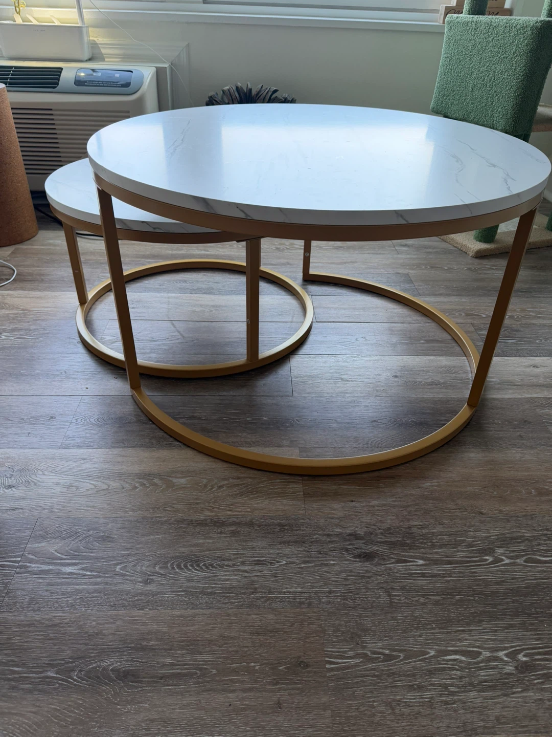 Round Coffee Table Nesting Set (2) - White Faux Marble