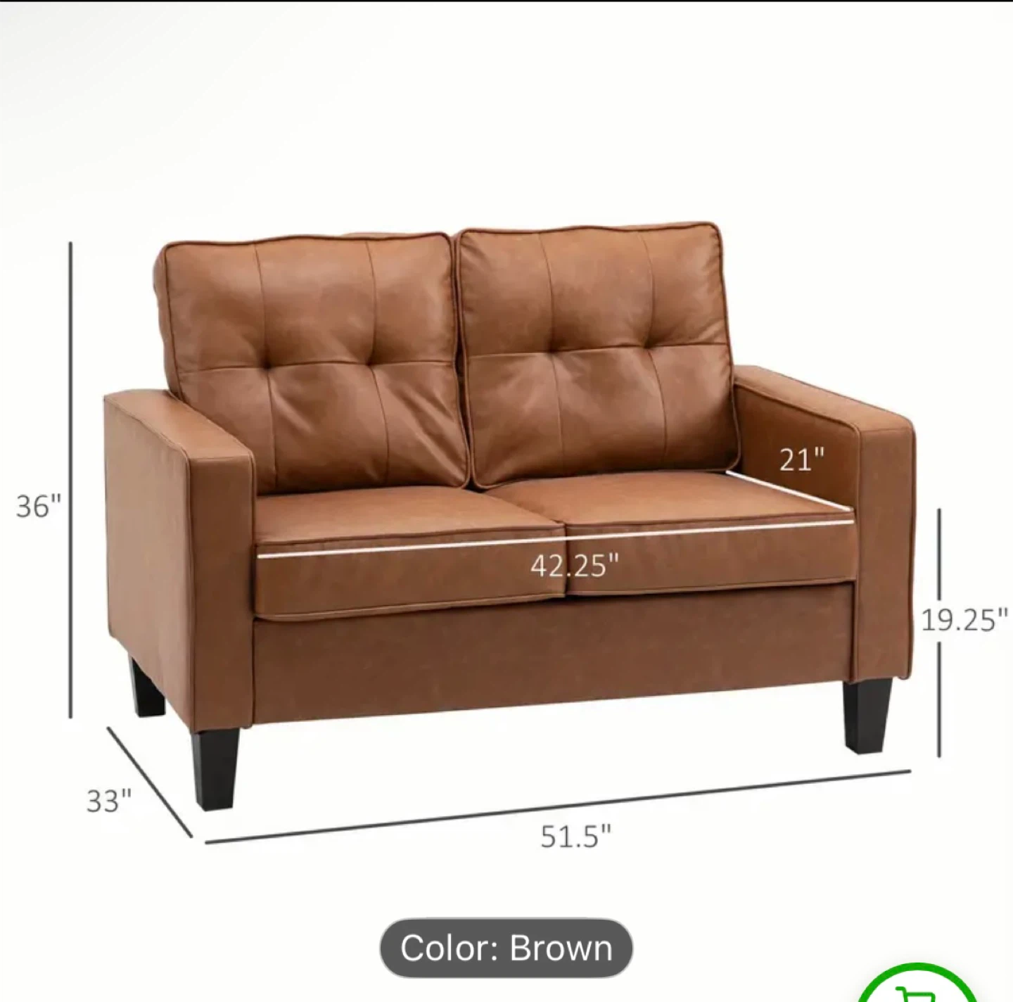 🛋️ Brown Loveseat Sofa – $45 - photo 2