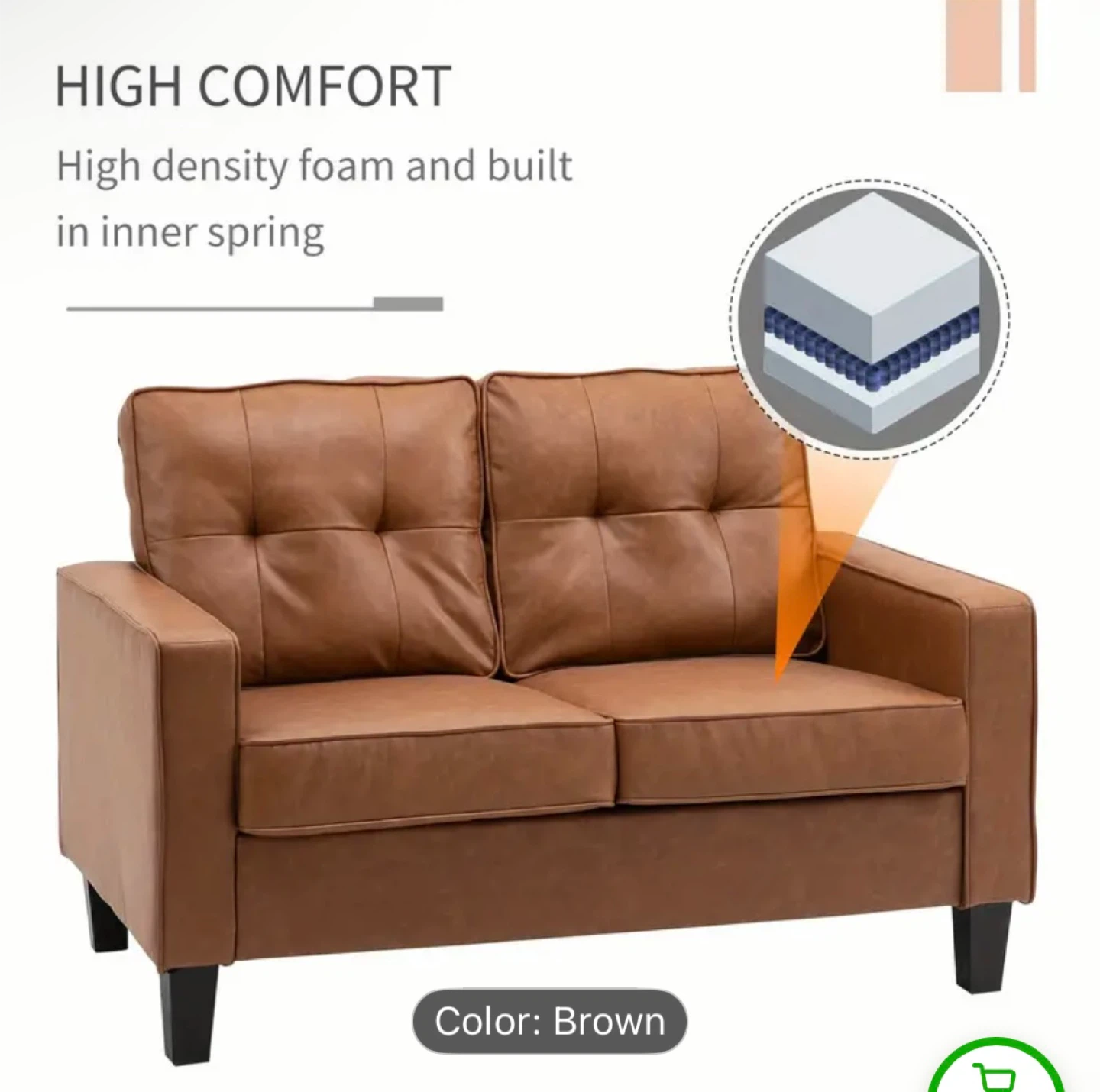 🛋️ Brown Loveseat Sofa – $45 - photo 3