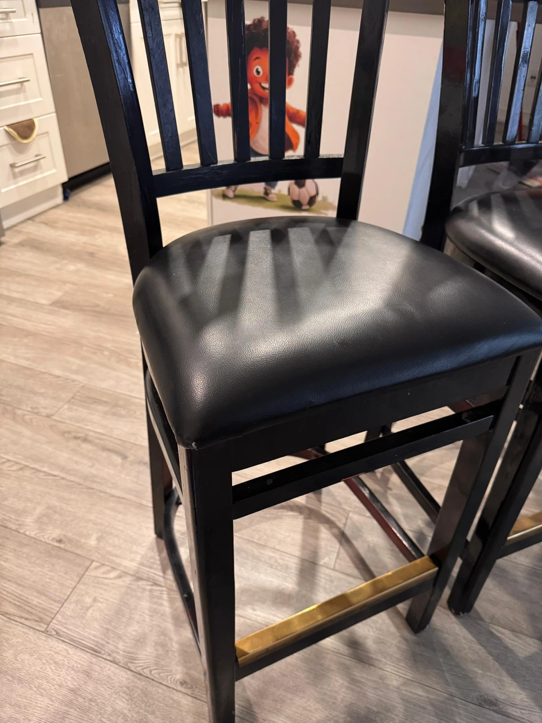 Black Faux Leather Bar Stools (Set of 2) - photo 2