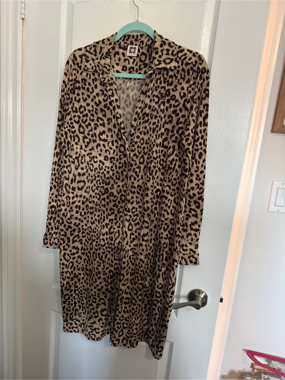 Anne Klein Leopard Print Shirt Dress