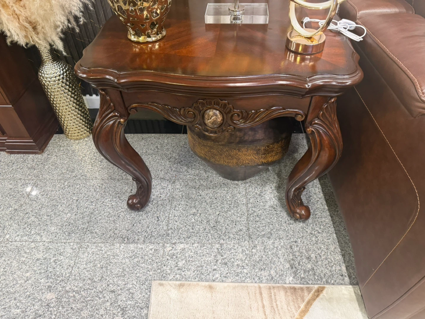 Ornate Carved Wood Side Table