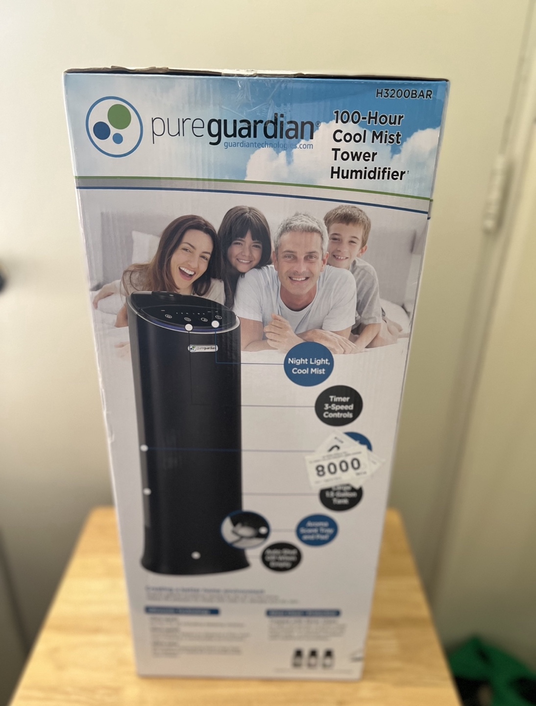 Sealed New-PureGuardian Cool Mist Tower Humidifier H3200BAR - photo 2