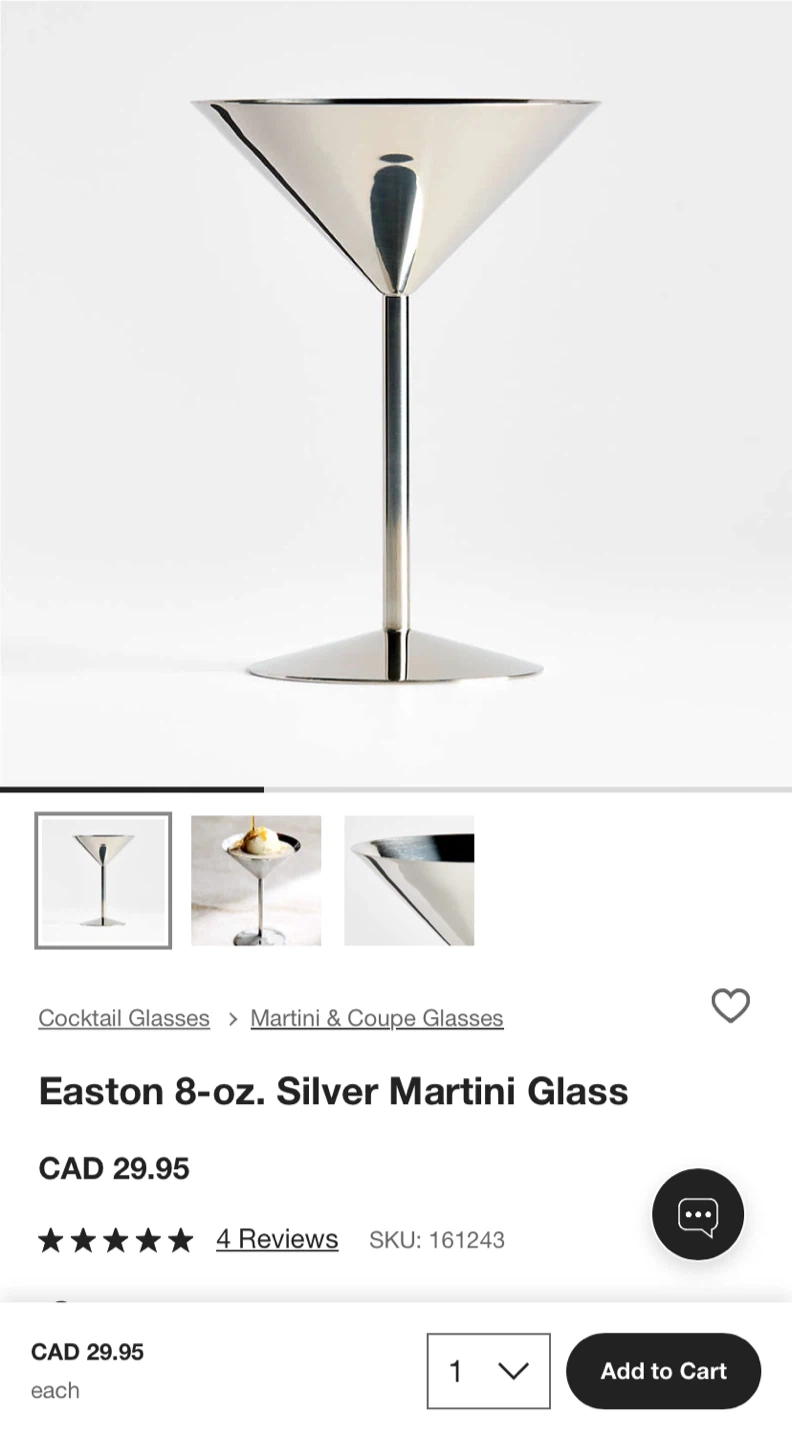 Stainless Steel Martini Glasses (Set of 2) - photo 3