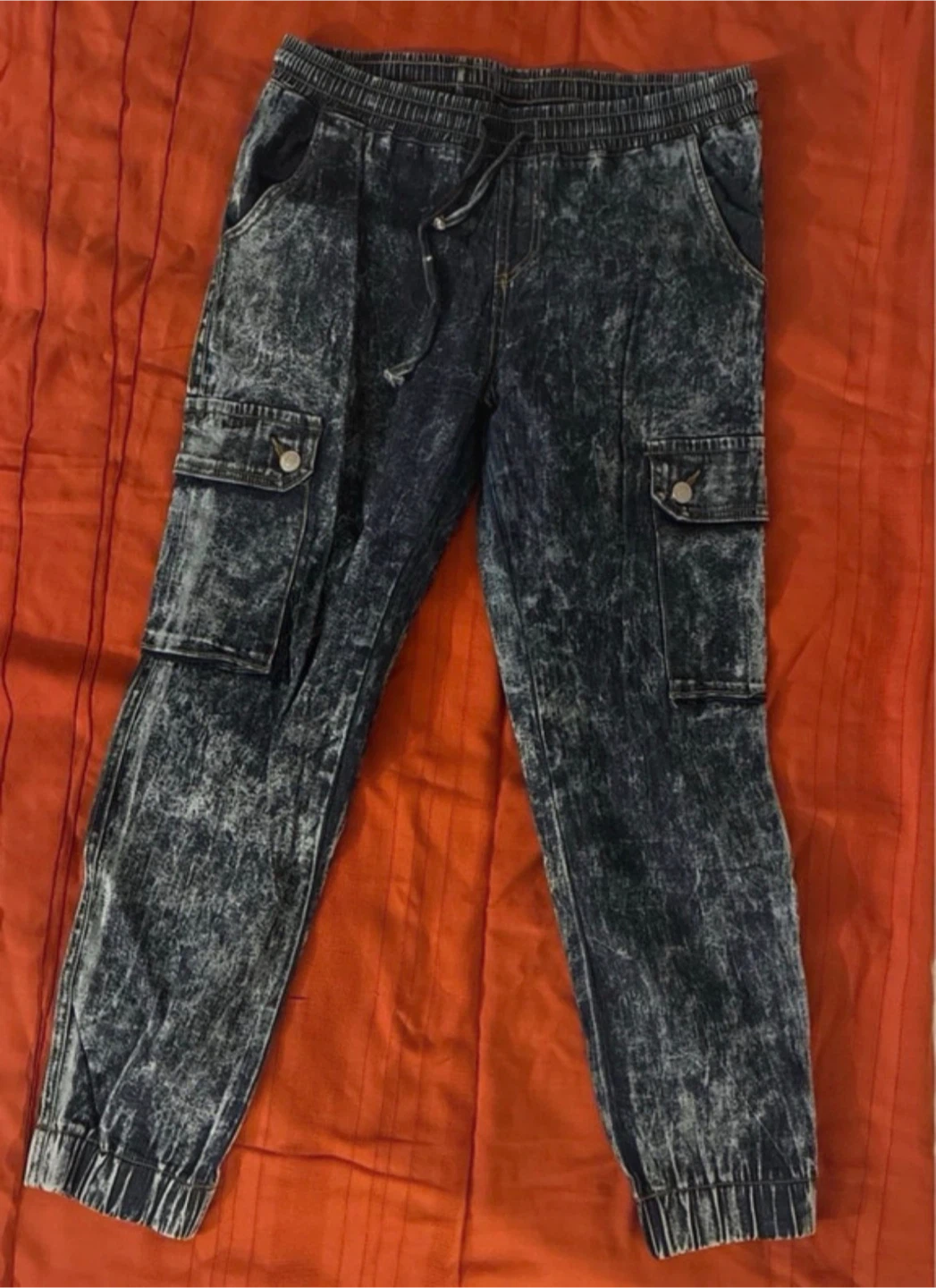 Acid Wash Cargo Jogger Pants