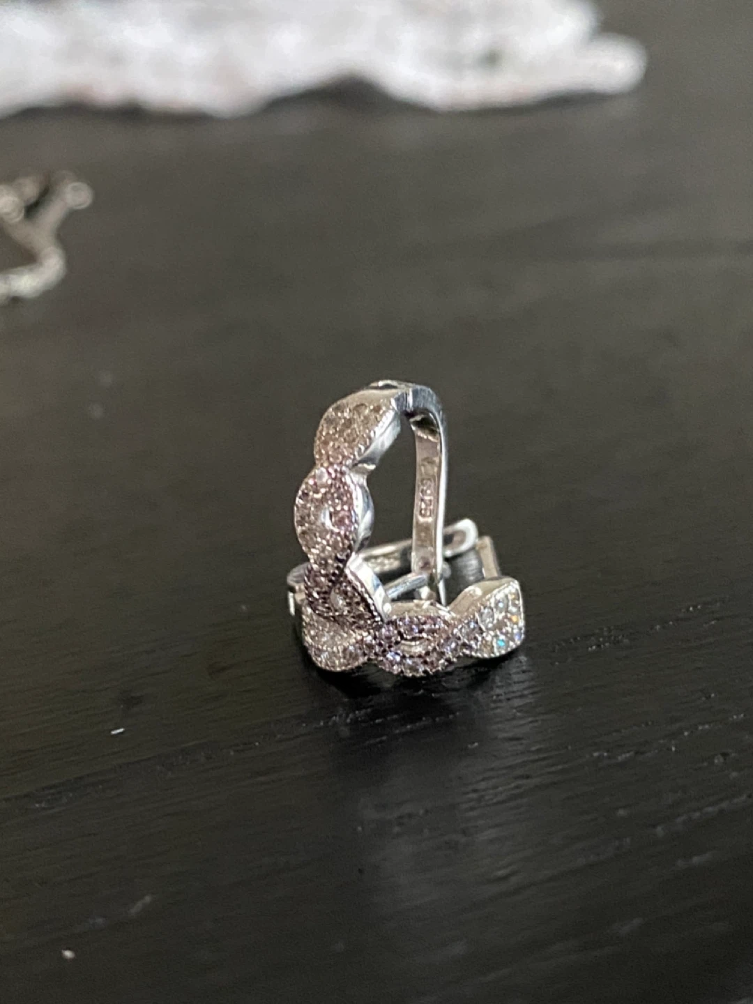 Sterling Silver Heart Pendant Necklace and CZ Hoop Earrings Set - photo 4