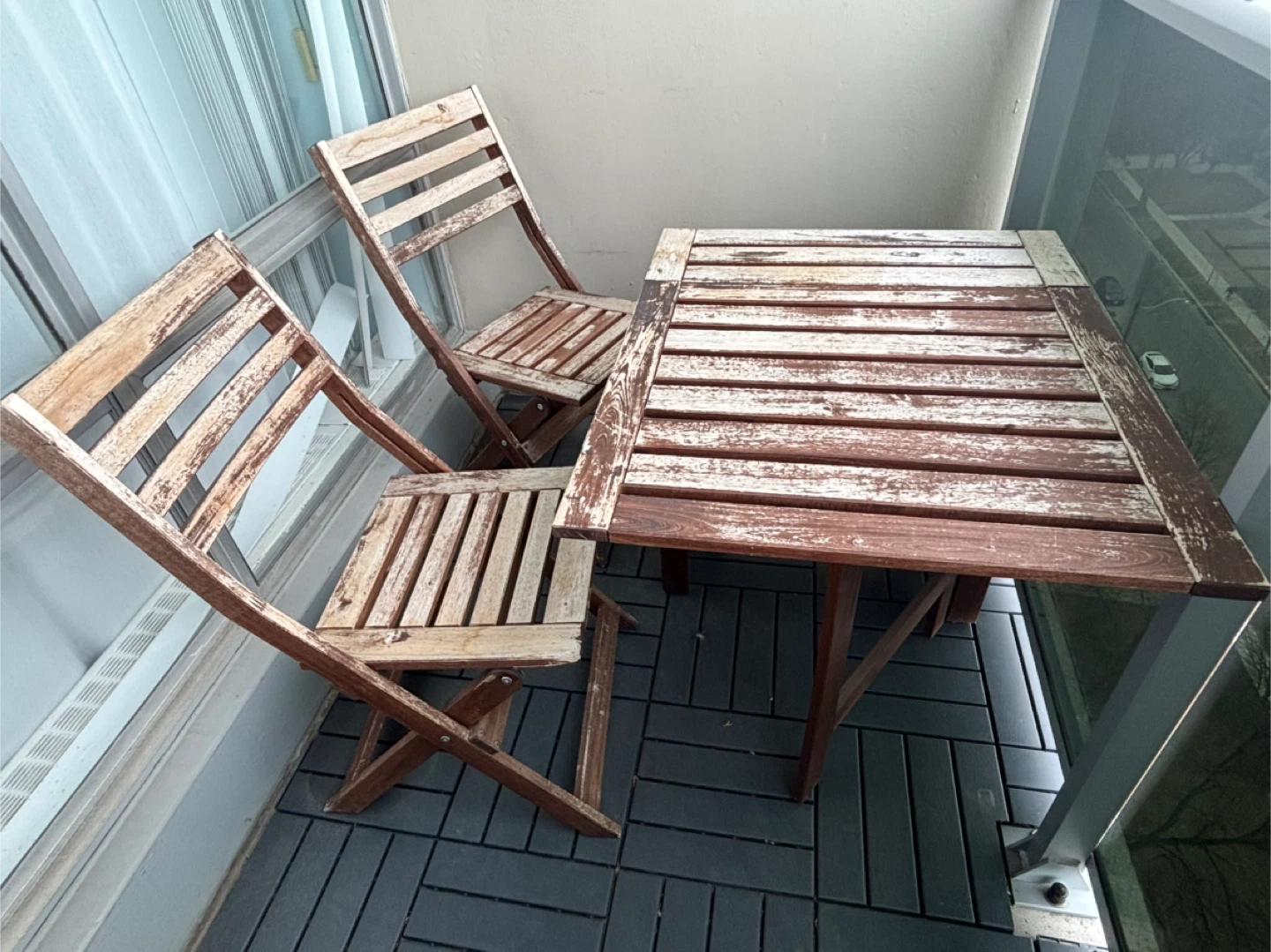 Wooden Folding Bistro Set with 2 Chairs and Table - photo 2