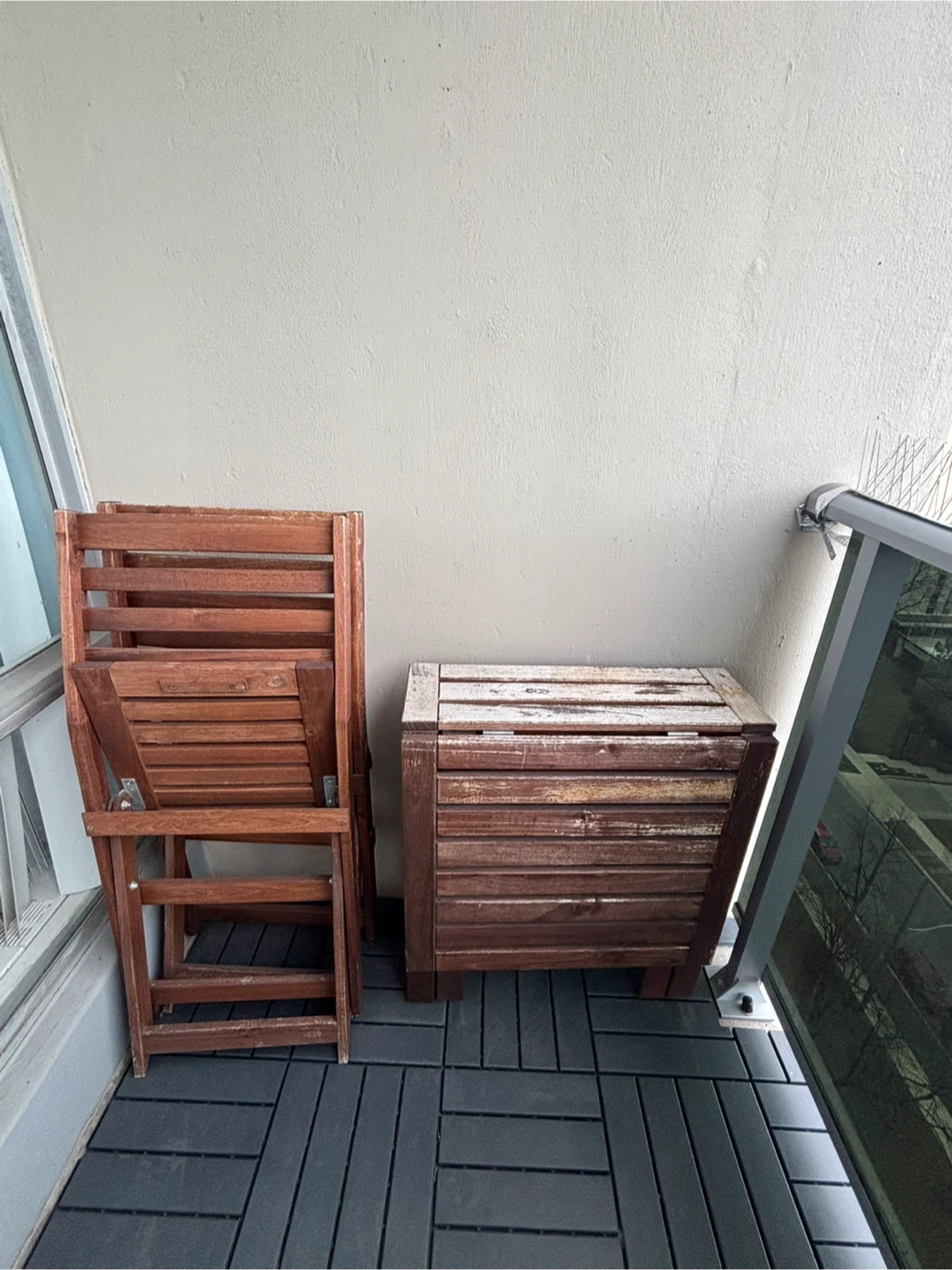 Wooden Folding Bistro Set with 2 Chairs and Table - photo 3