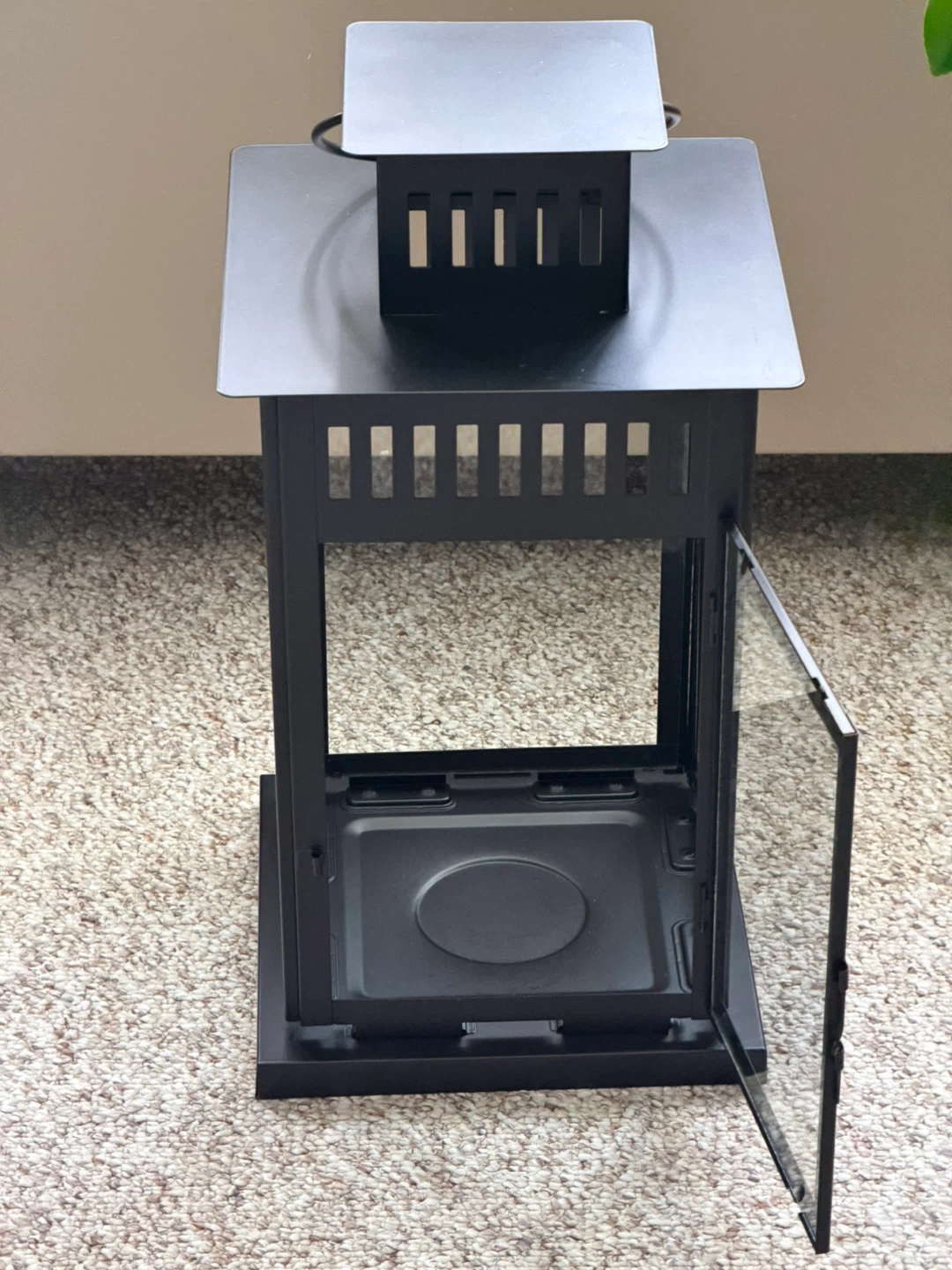 Black metal/glass lantern - photo 2