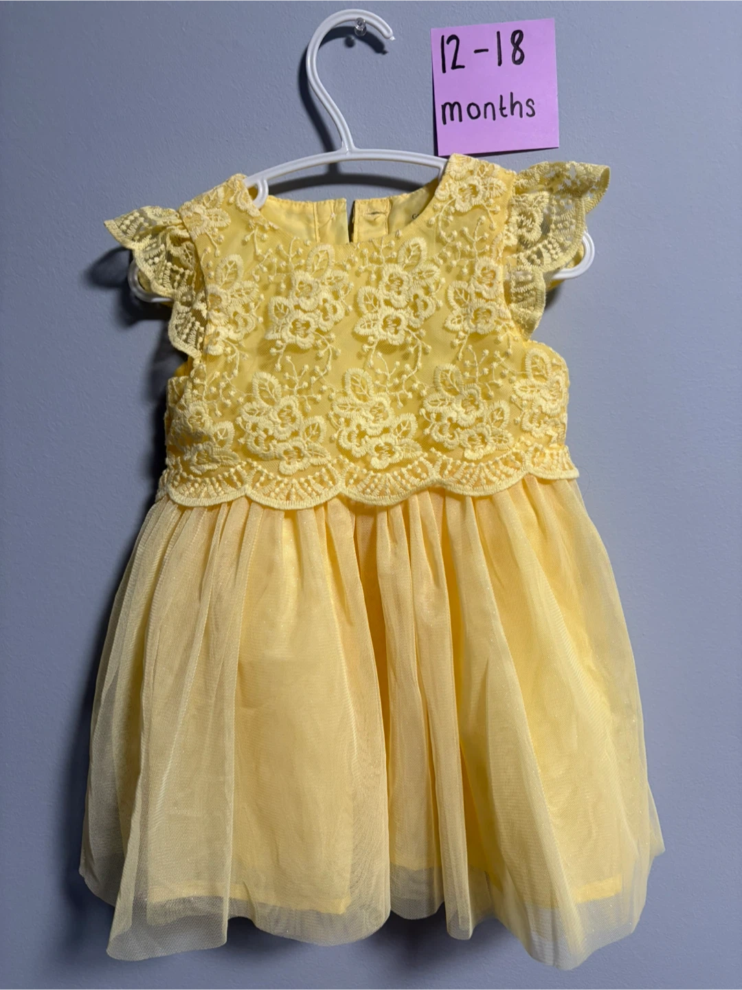 Baby Girl Dress 12-18 Months Yellow Lace Tulle