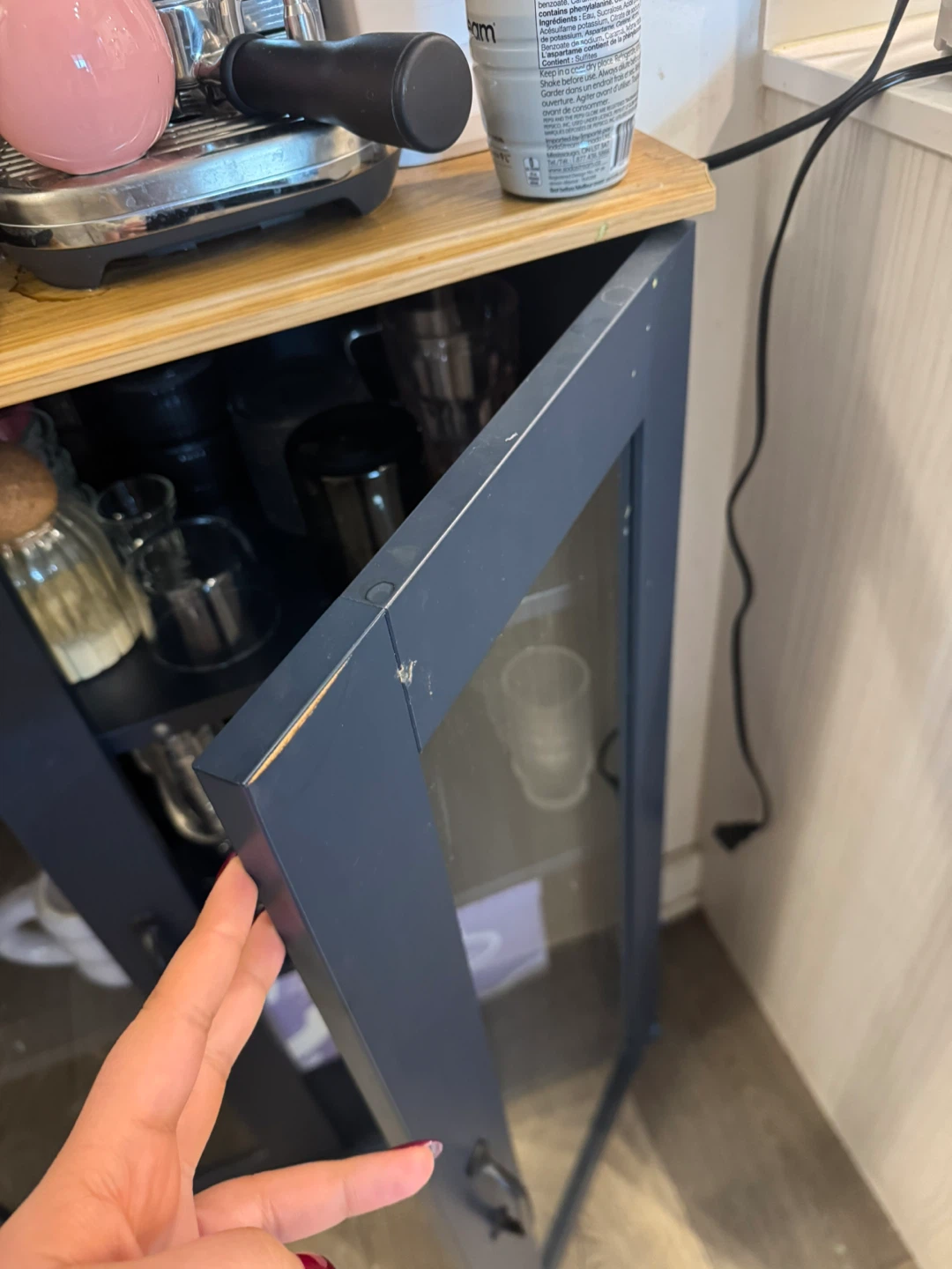 Moving sale - Navy Blue Two-Door Cabinet with Glass Doors - photo 5