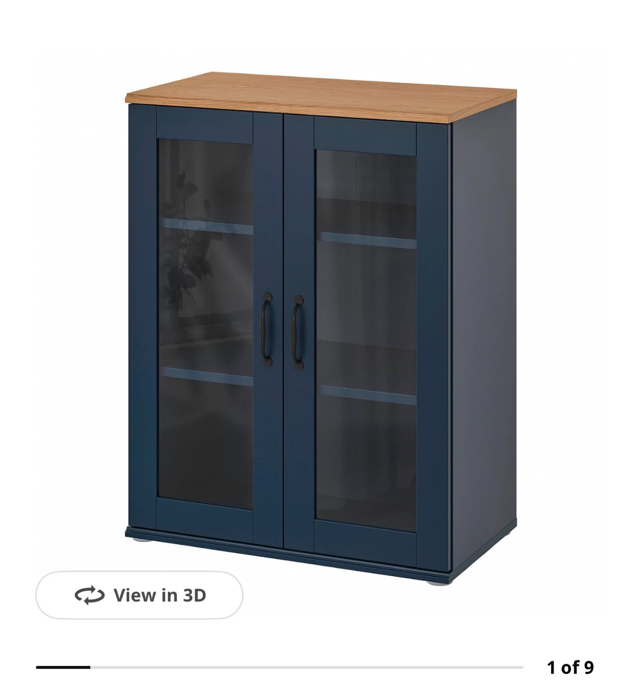 Moving sale - Navy Blue Two-Door Cabinet with Glass Doors