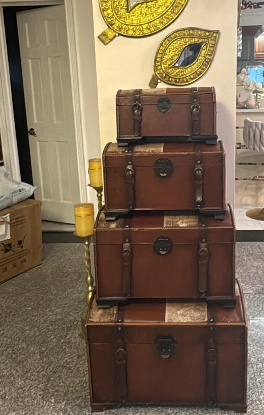 Set of 4 Vintage Style Decorative Trunks