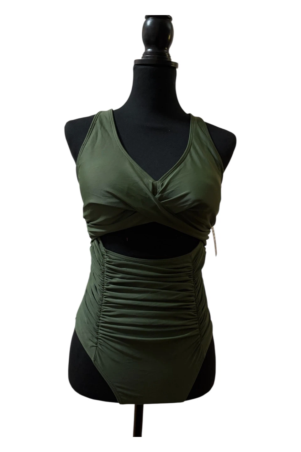 Women's One-Piece Swimsuit - Olive Green - Size M