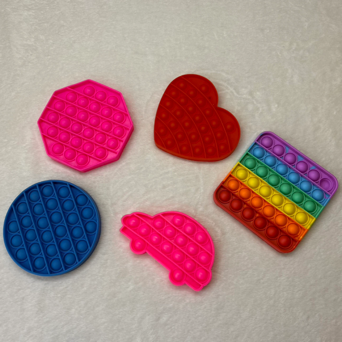 Sensory Pop It Fidget Toy Bundle 6 Piece Lot Rainbow Heart Car - photo 3
