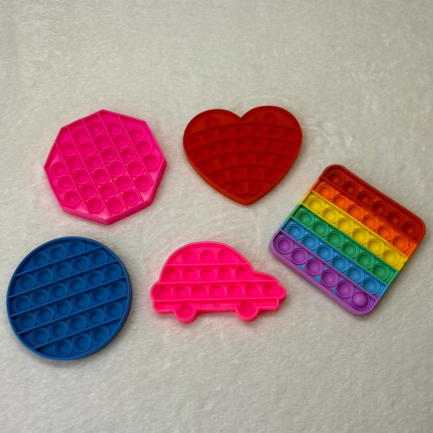 Sensory Pop It Fidget Toy Bundle 6 Piece Lot Rainbow Heart Car - photo 2