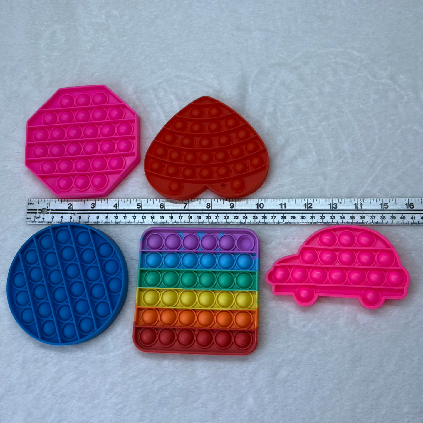 Sensory Pop It Fidget Toy Bundle 6 Piece Lot Rainbow Heart Car - photo 4
