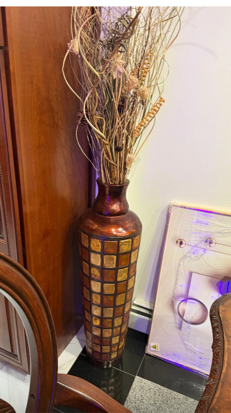 Tall Decorative Floor Vase with Dried Botanicals