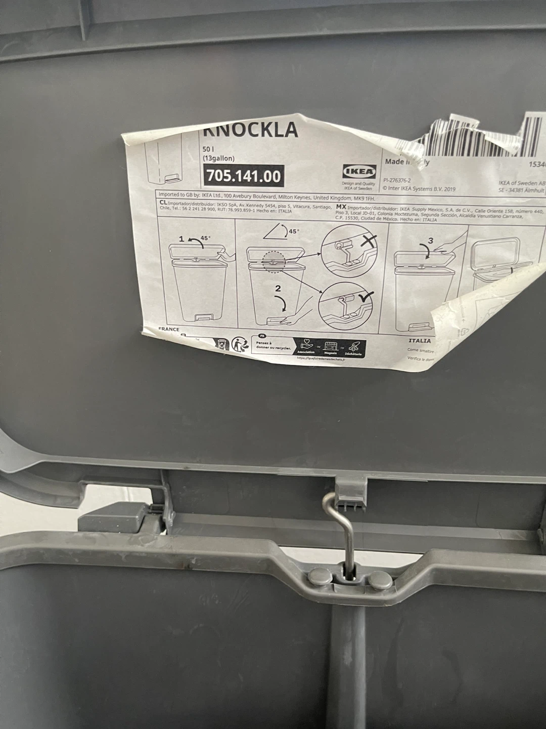 IKEA KNOCKLA 50L Grey Pedal Bin - photo 2