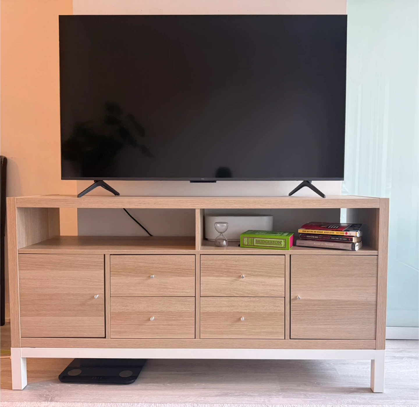 IKEA KALLAX TV Storage Combination (White Stained Oak Effect)