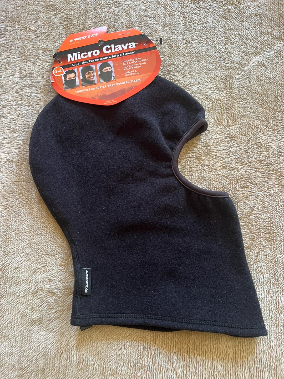 Seirus Micro Clava Balaclava Face Mask - Black SM/MD